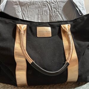 Victoria's Secret Black Tote with Gold Handles